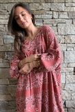 Kasbah Bubble Cotton Bandana Peasant Dress Indian Red